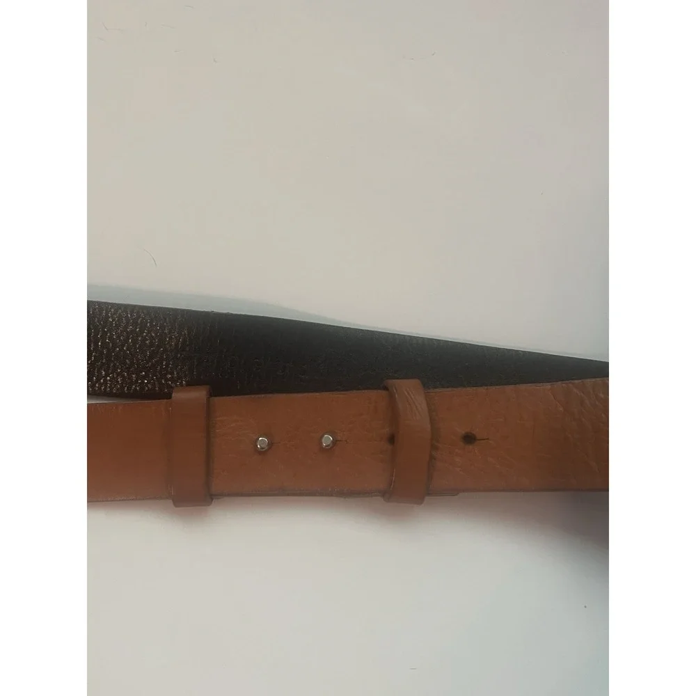 Theory Brown Leather No Buckle Women's Belt Large Made In‎ USA